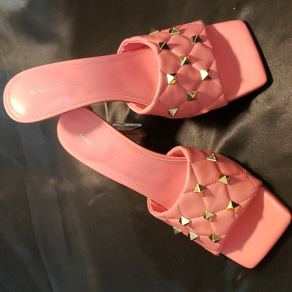 Marc Fisher NWT Pink Quilted Studded Stiletto Sandals, 9.5